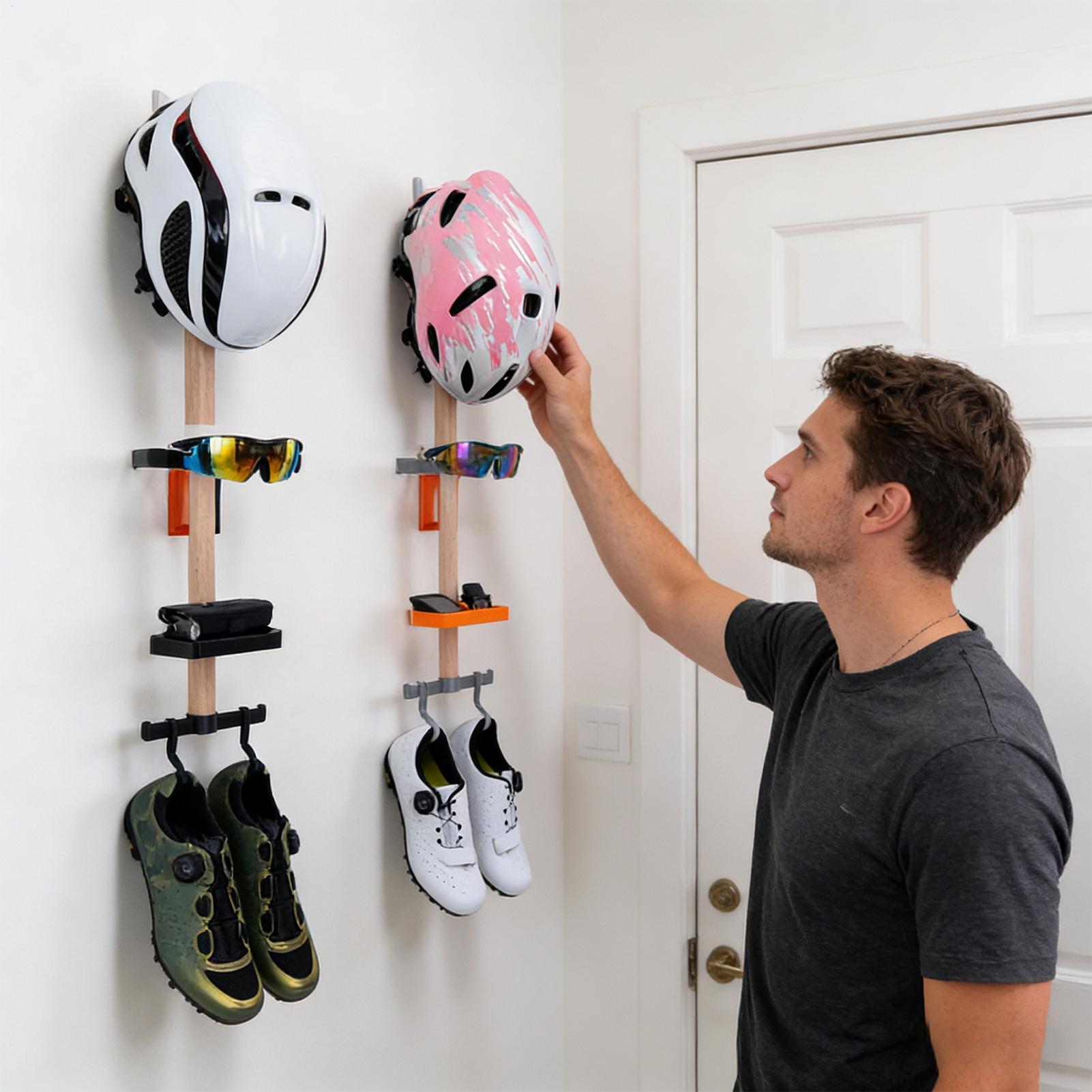 Cycling Gear Organizer Wall - Rak Pengatur Perlengkapan Bersepeda Vertikal, Penyangga