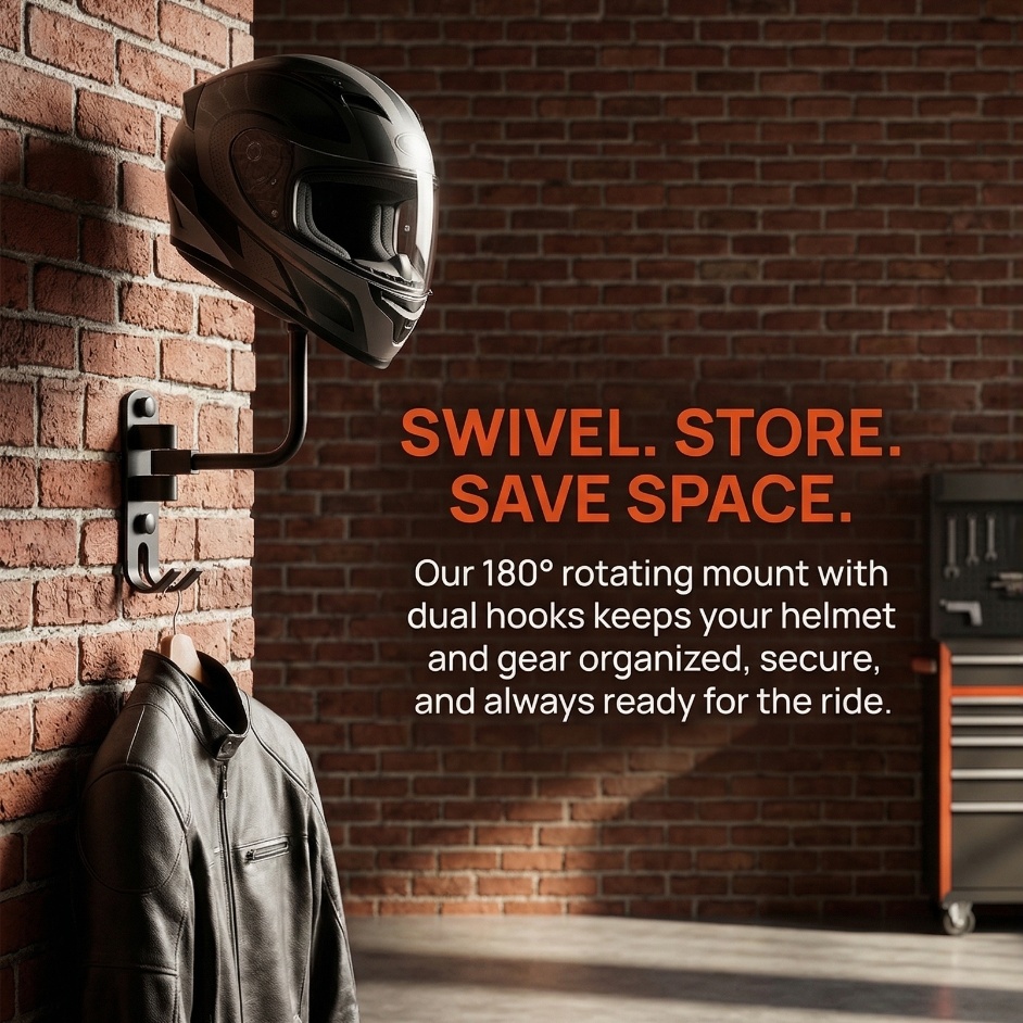 Cycling Gear Organizer Wall - Gantungan Helm Premium dari Paduan Aluminium
