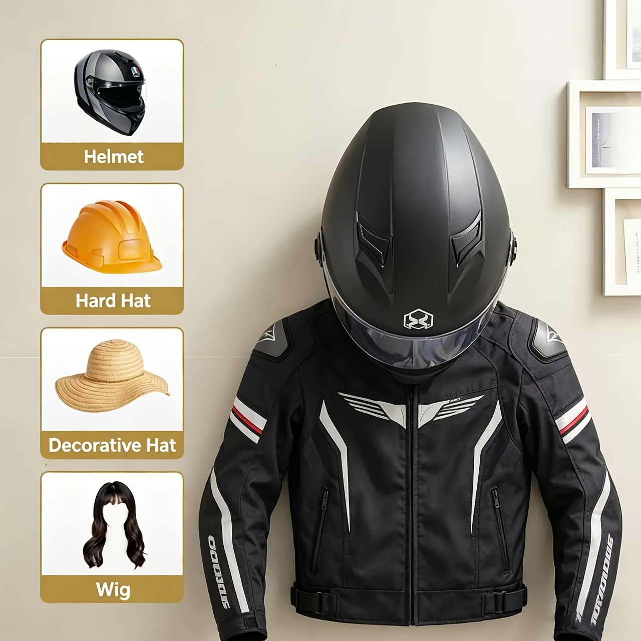 Tempat Helm Sepeda Motor Kayu  - Cycling Gear Organizer Wall ulasan dan harga